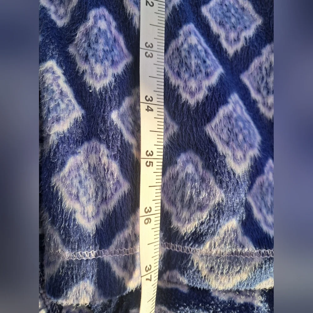 2 Pair Fleece Pants Sz L Lounge PJ Pants Blue & White Drawstring Waist Like NEW - Picture 7 of 12